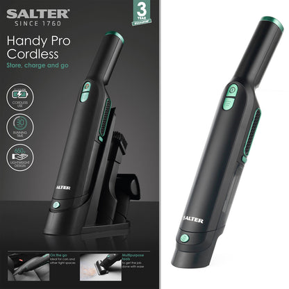 Salter Vacuum Cleaner Handheld Cordless Handy Pro 11.1V Rechargeable Battery