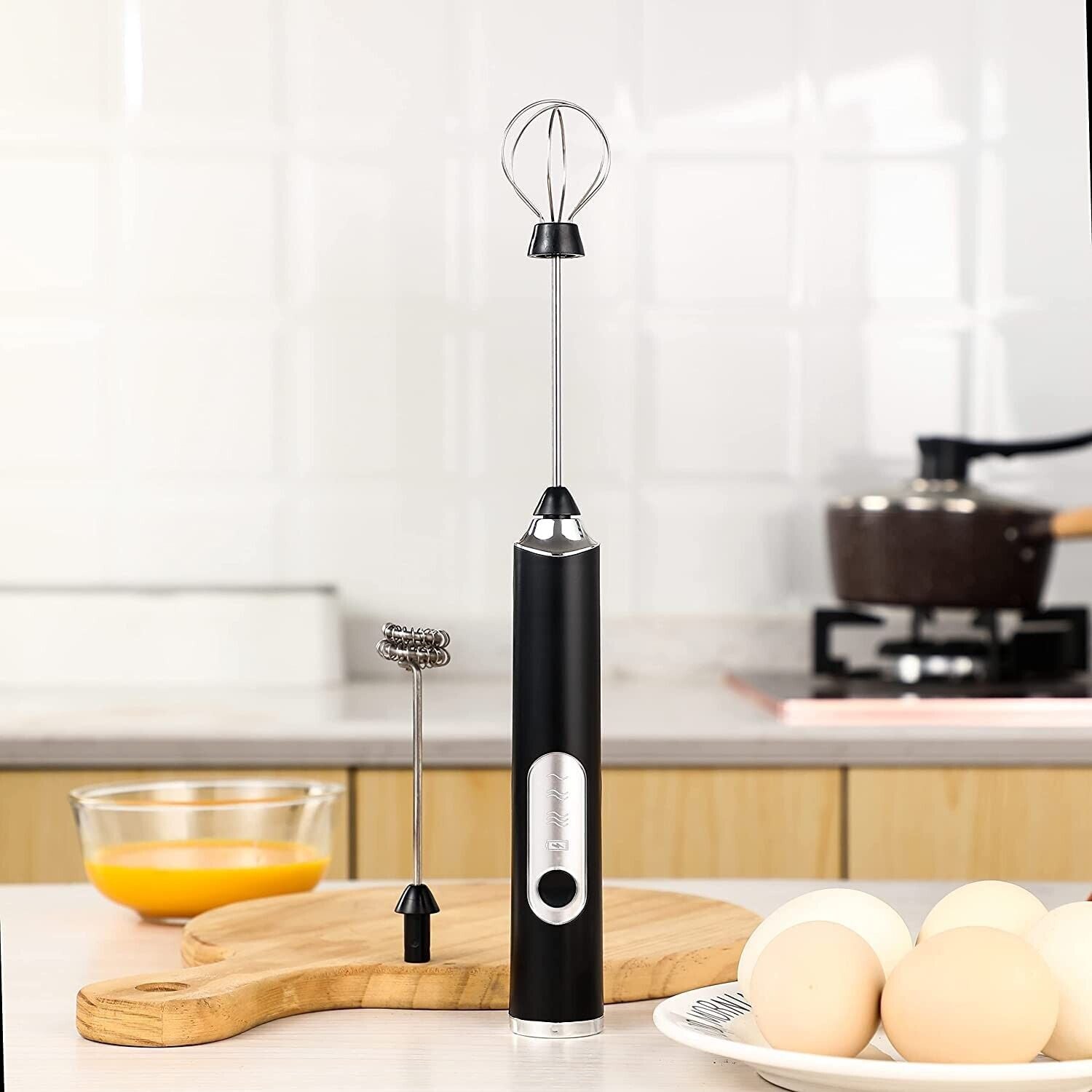 Rechargeable Electric Milk Coffee Frother Whisk Egg Beater Handheld Frappe Mixer