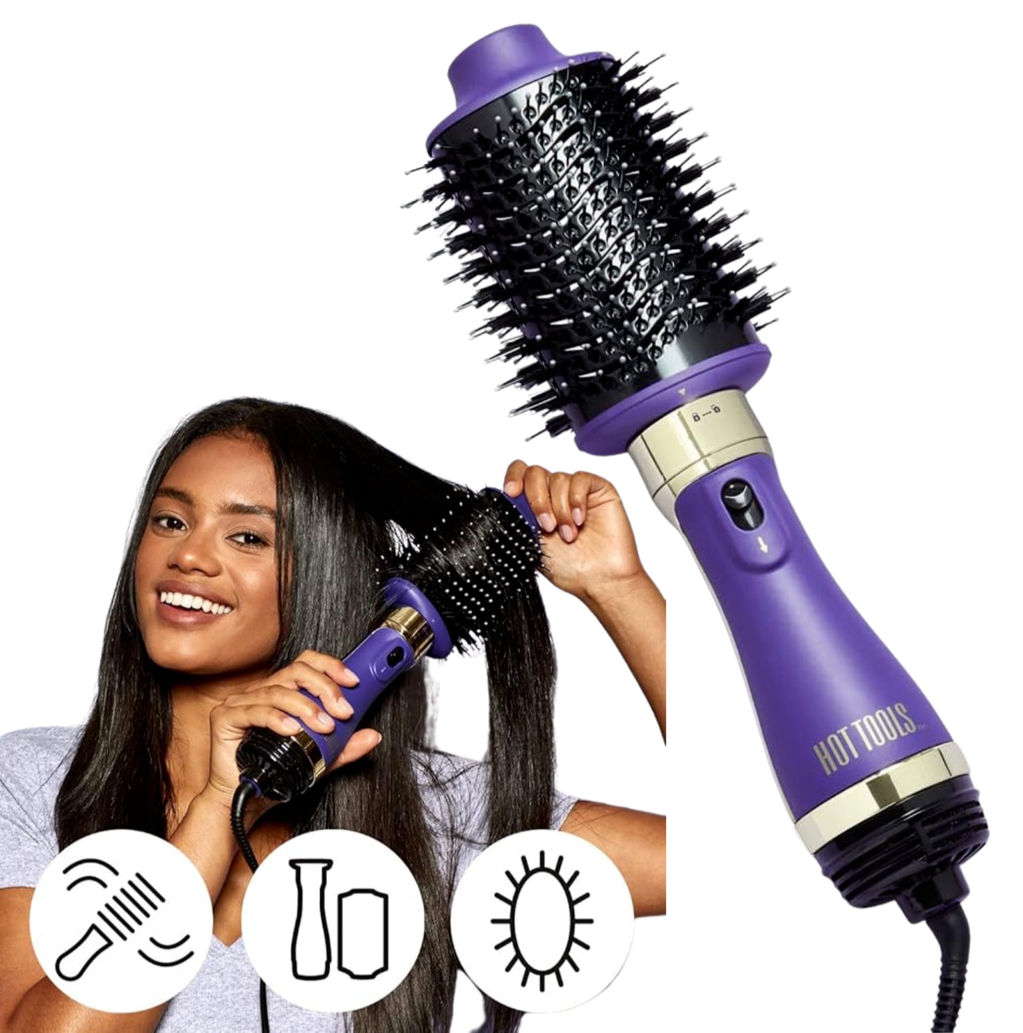 Electric Hair Dryer 2 in 1 Detachable Blow Dry & Volumiser Styler Hot Air Brush