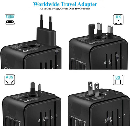 Universal Travel Adapter World Wide Use Multi Plug Charger UK EU AU US USB Ports