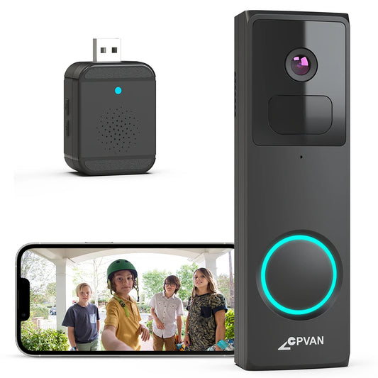 Wireless 2.4G Wifi Video Doorbell 1080P HD Camera Door Bell with AI Smart Waterproof Night Vision Security Camera Doorbell