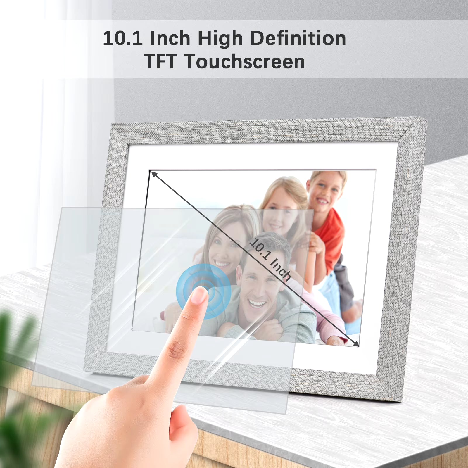 10.1-Inch Wifi Digital Photo Frame Cloud Digital Picture Frame TFT Screen Touch Control 16GB Storage Auto Rotation Share