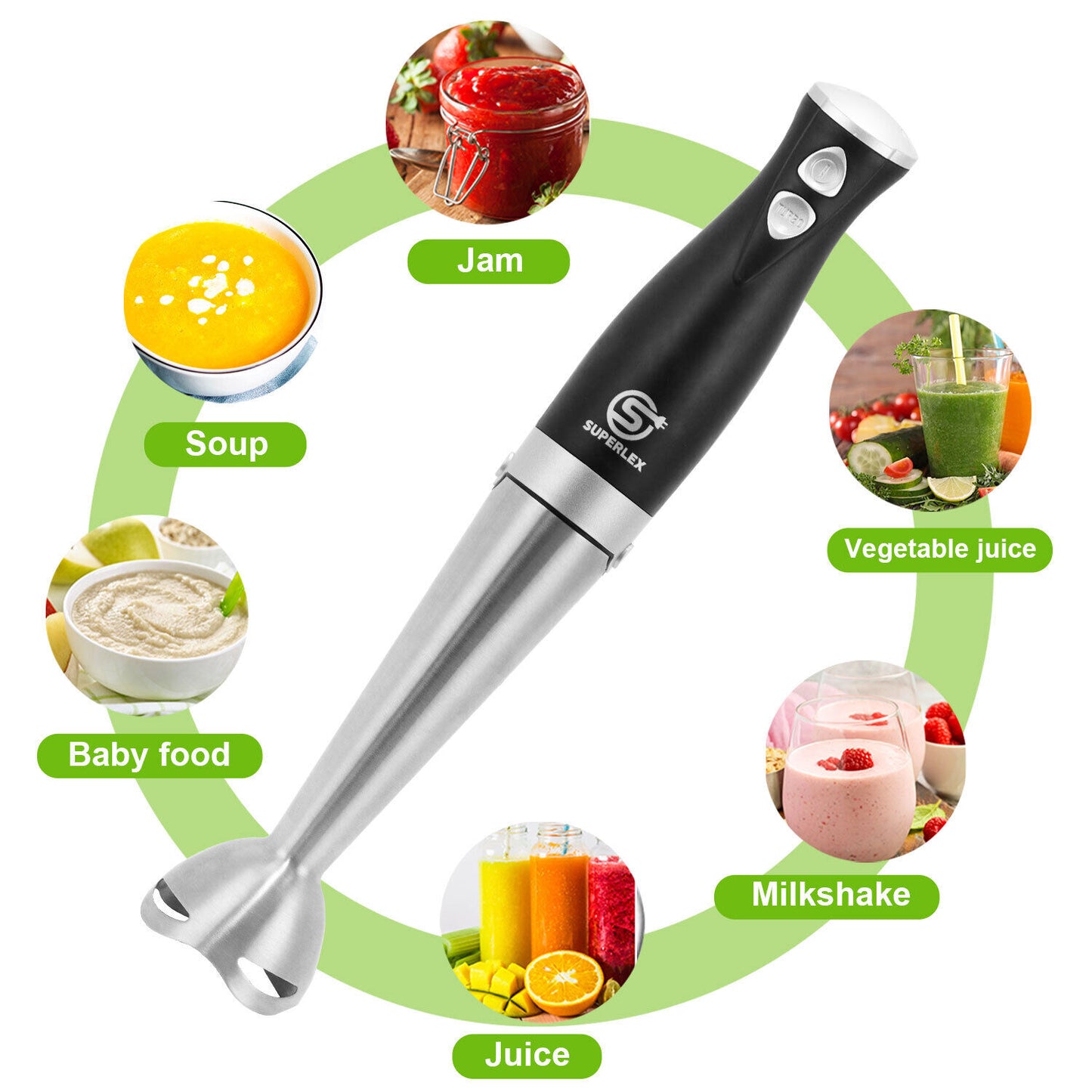 700W Electric Hand Held Blender Stick Food Processor Mixer Fruit Whisk 2-Speed