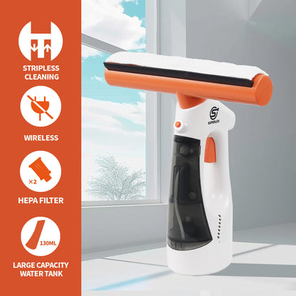 Cordless Window Vac Rechargeable Vacuum Cleaner Squeegee Cleaning Compact 130ML