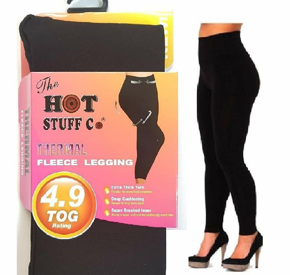 LADIES WOMEN THERMAL LEGGINGS FLEECE LINED WINTER THICK BLACK 4.9 TOG RATED S-XL