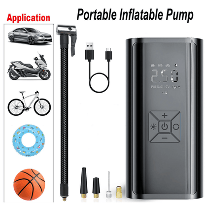 Electric Air Compressor Cordless Rechargeable Car Bike Ball Pump Tire Inflator