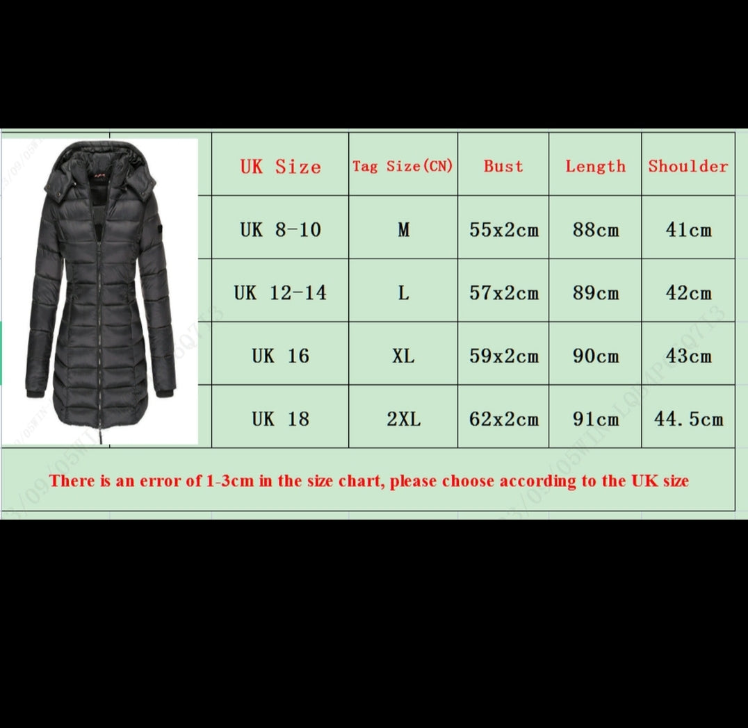 Women Winter Long Parka Quilted Coat Hooded Ladies Warm Padded Puffer Jacket