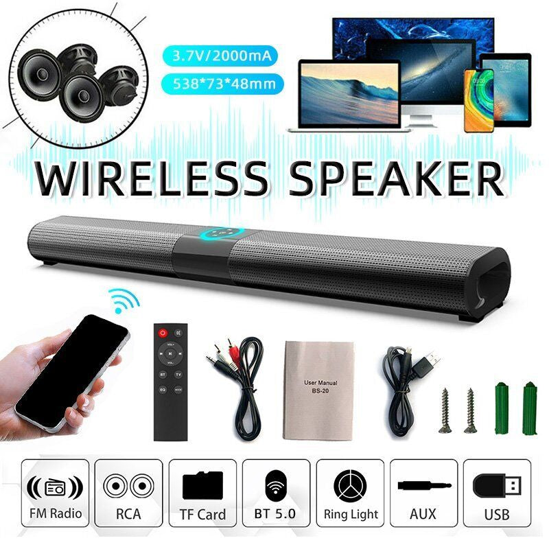 TV Sound Bar Home Theater Subwoofer Bluetooth Soundbar Wireless Wired Speaker UK