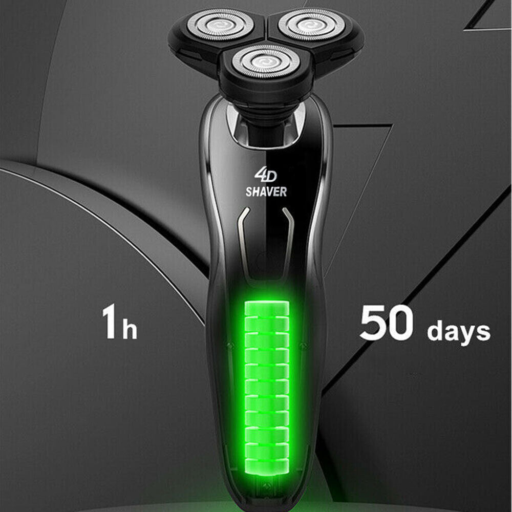 Mens Cordless Razor LCD Electric Shaver Razor Wet Dry Rotary Shaver Rechargeable