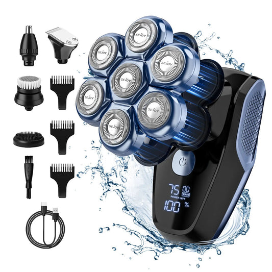 5 in 1 Electric Head Shaver for Bald Men 7D Floating Cutter Beard Trimmer Clipper Waterproof Shaving Men Grooming Kit