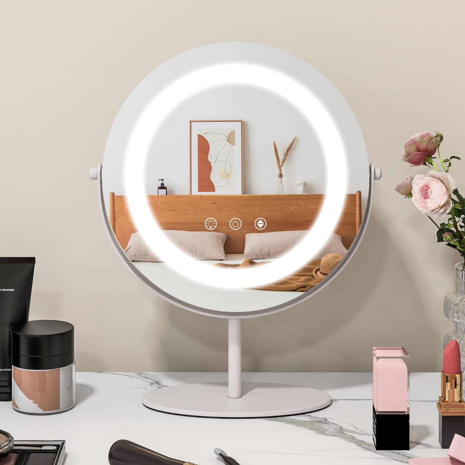 25 CM LED Lighted Makeup Vanity Mirror with Touch Screen