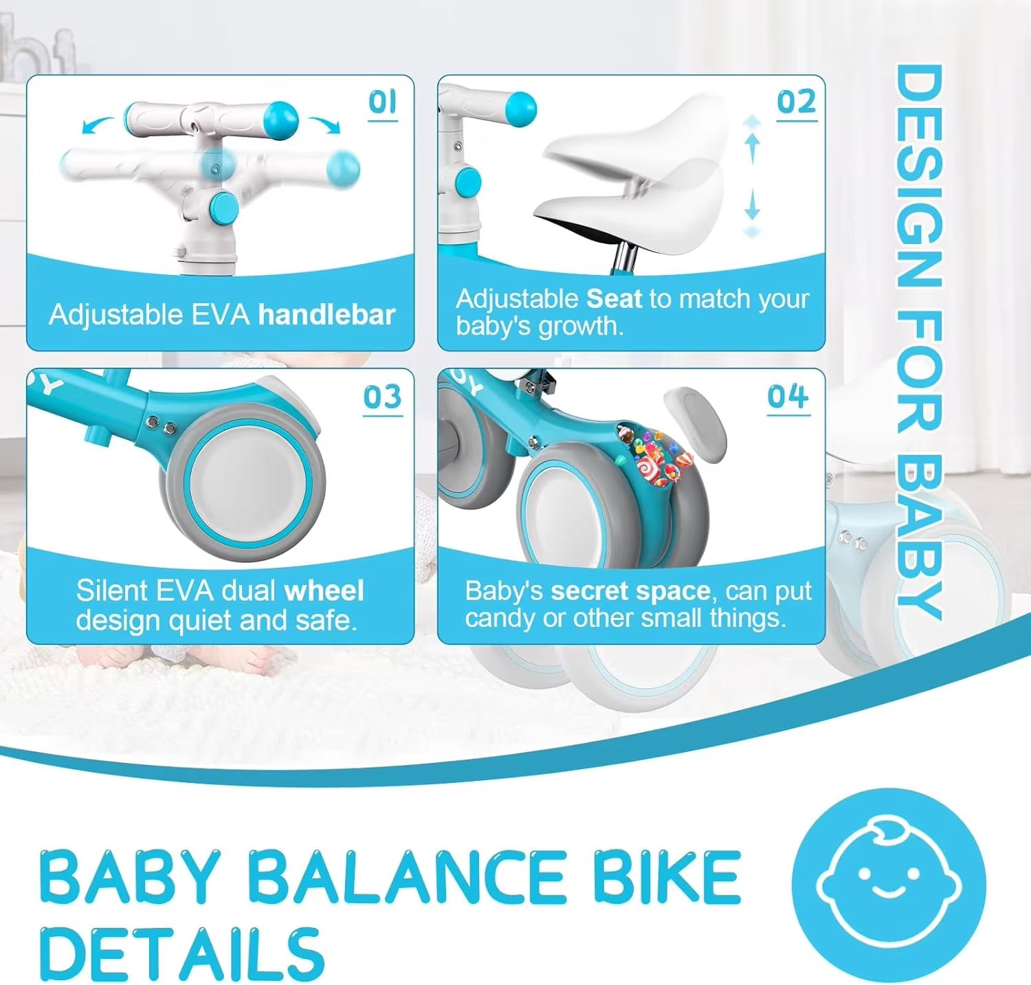 Baby Balance Bike for 1 Year Old Boys Girls Toddler Balance Bike Infant First Walking Bike Toddler Training Bike