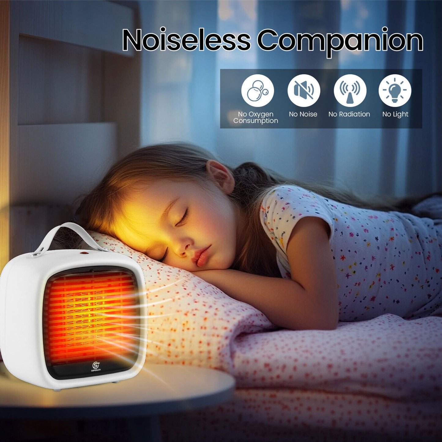 Mini Electric Fan Heater for Home Energy Saving Floor Desk Office 1200W