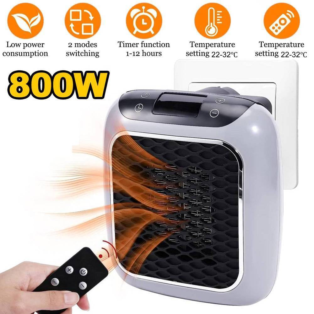 Electric Heater Fan Plug in Ceramic Space Heater Low Energy 2 Heatings +Remote