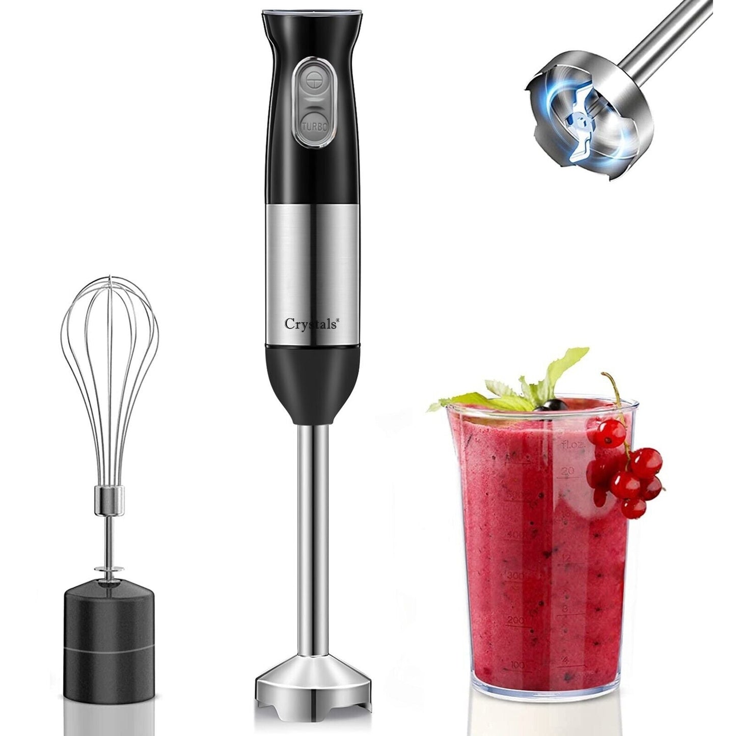 1000W Hand Blender Mixer 4In1 Processor Mixer Bowl Egg Whisk & Beaker Chopper