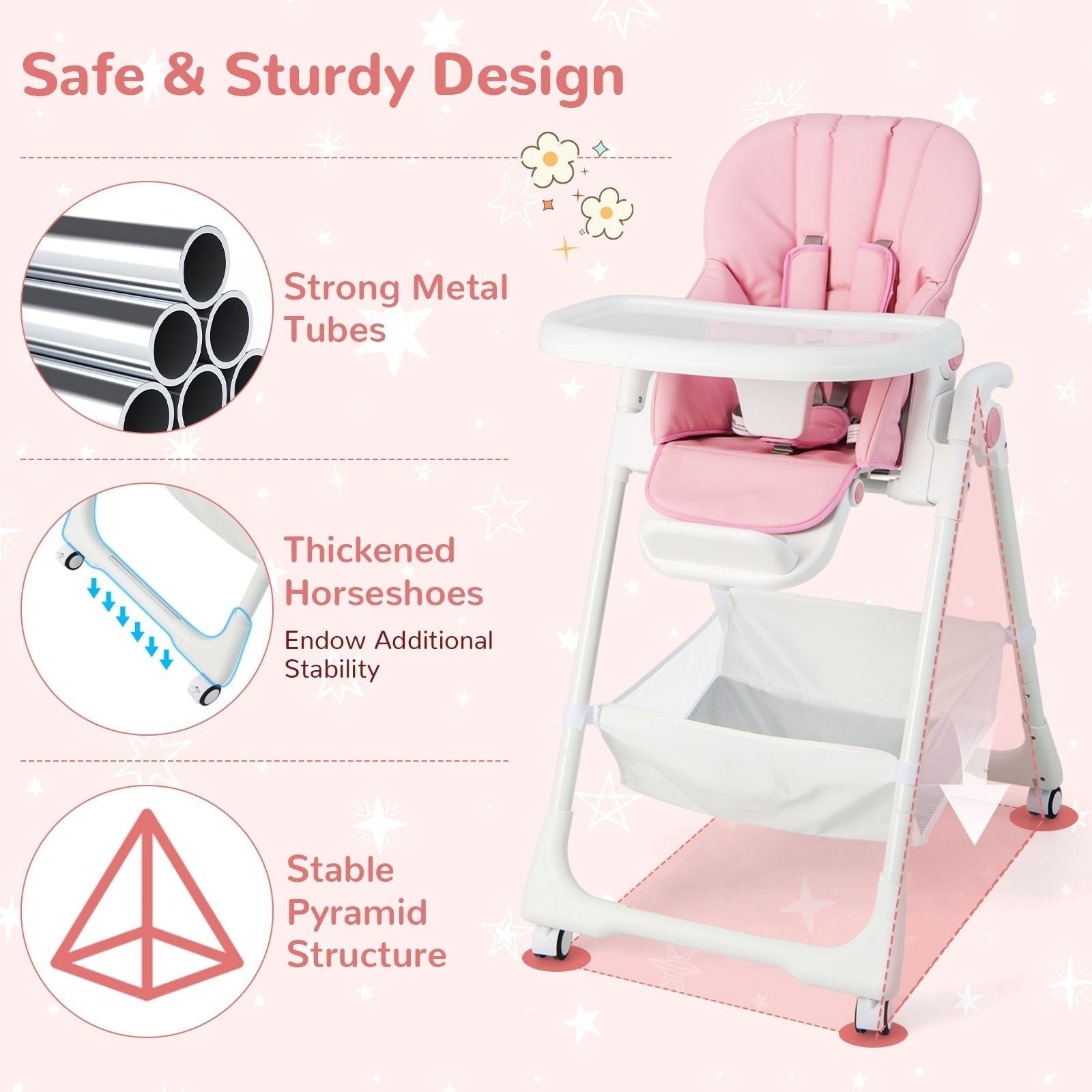 Baby Highchair with Safe, Adjustable and Folding Design - Scott3