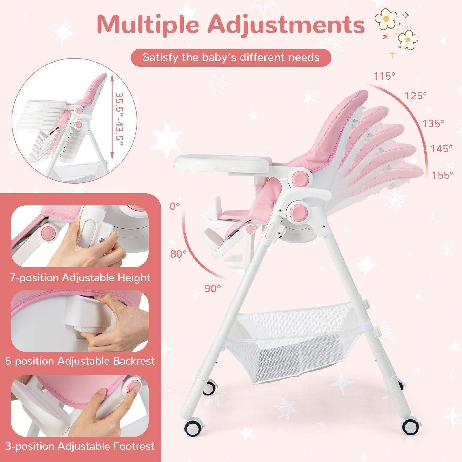 Baby Highchair with Safe, Adjustable and Folding Design - Scott3