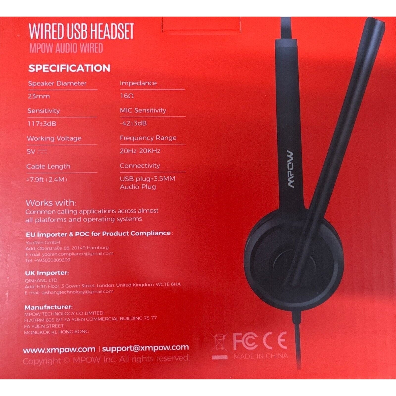 Single-Sided USB/3 5Mm Wired Headset with Microphone