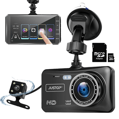 Car Dash Cam Front and Rear Camera HD 1080P Nightvision with 32GB SD Memory Card