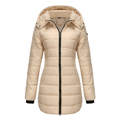 Women Winter Long Parka Quilted Coat Hooded Ladies Warm Padded Puffer Jacket