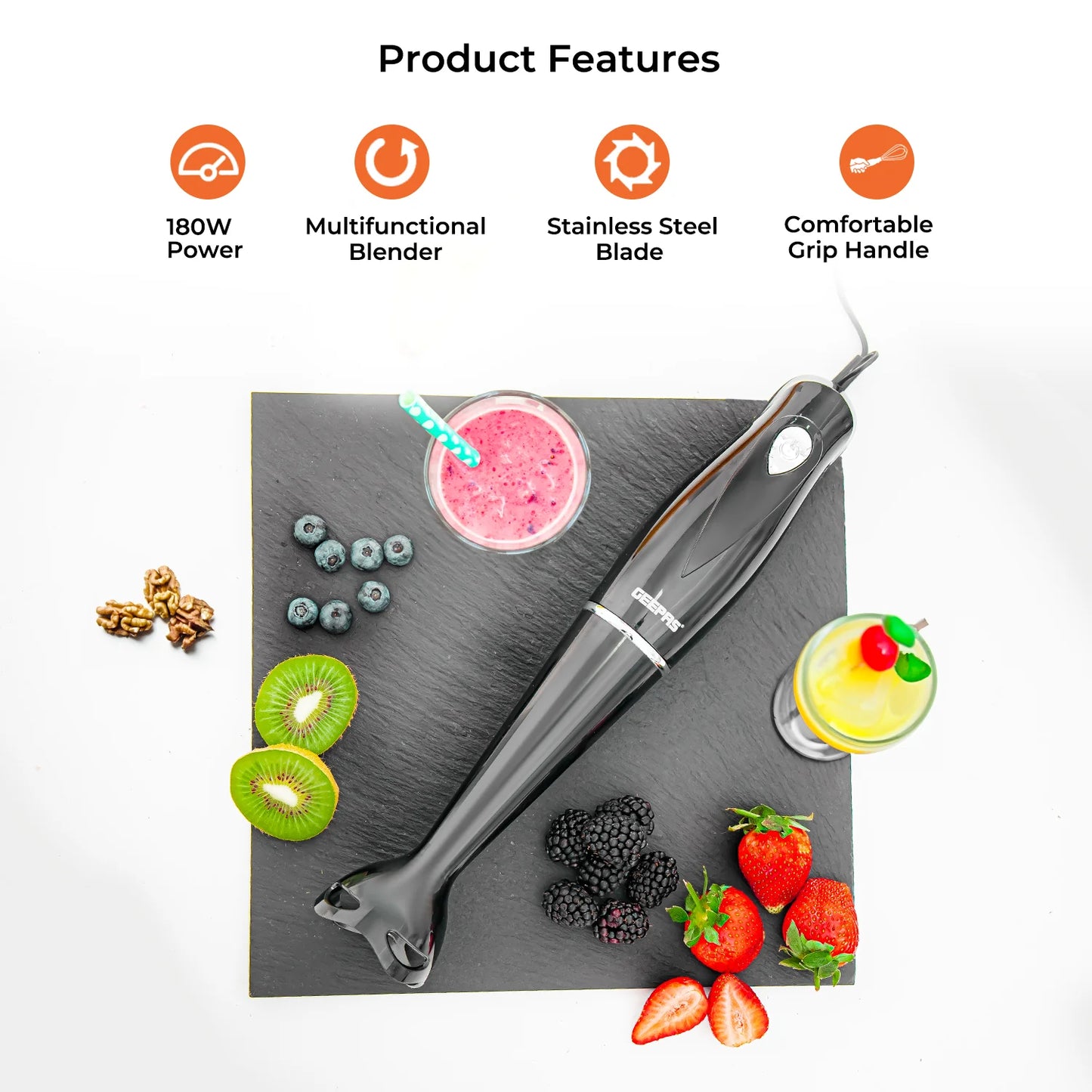 180W Black Hand Stick Blender and Mixer