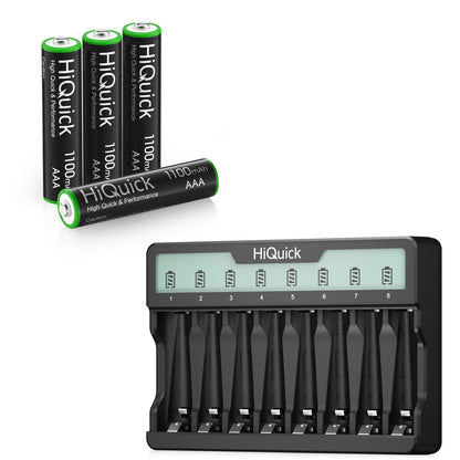 Hiquick AAA AA 1100Mah 2800Mah Rechargeable Battery / 8 Slots Charger Lot