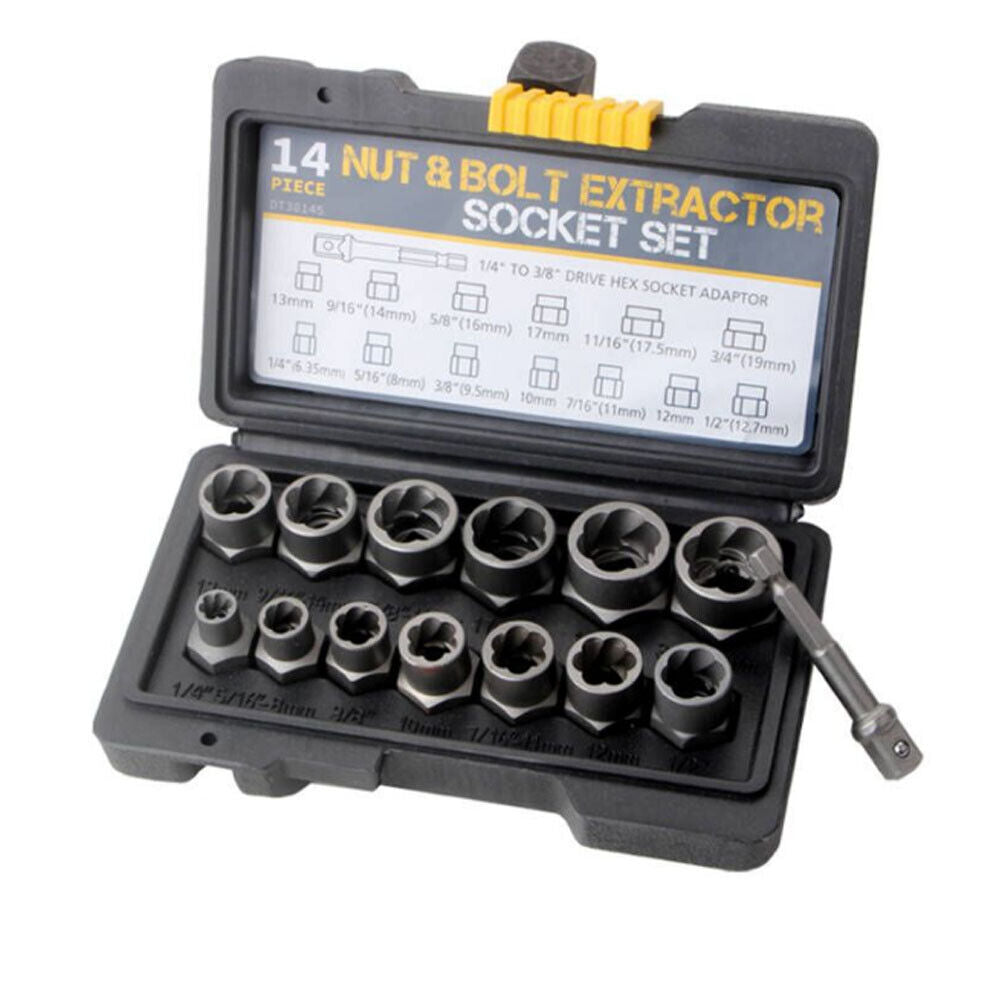 Damaged Impact Screw Removal 14Pcs Bolt Nut Extractor Twist Socket Tool Kit Set