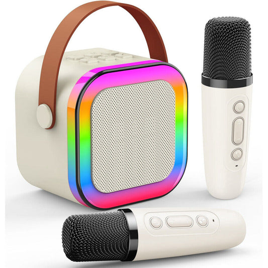 Kids Mini Karaoke Machine, Portable Karaoke Speaker with 2 Wireless Microphones