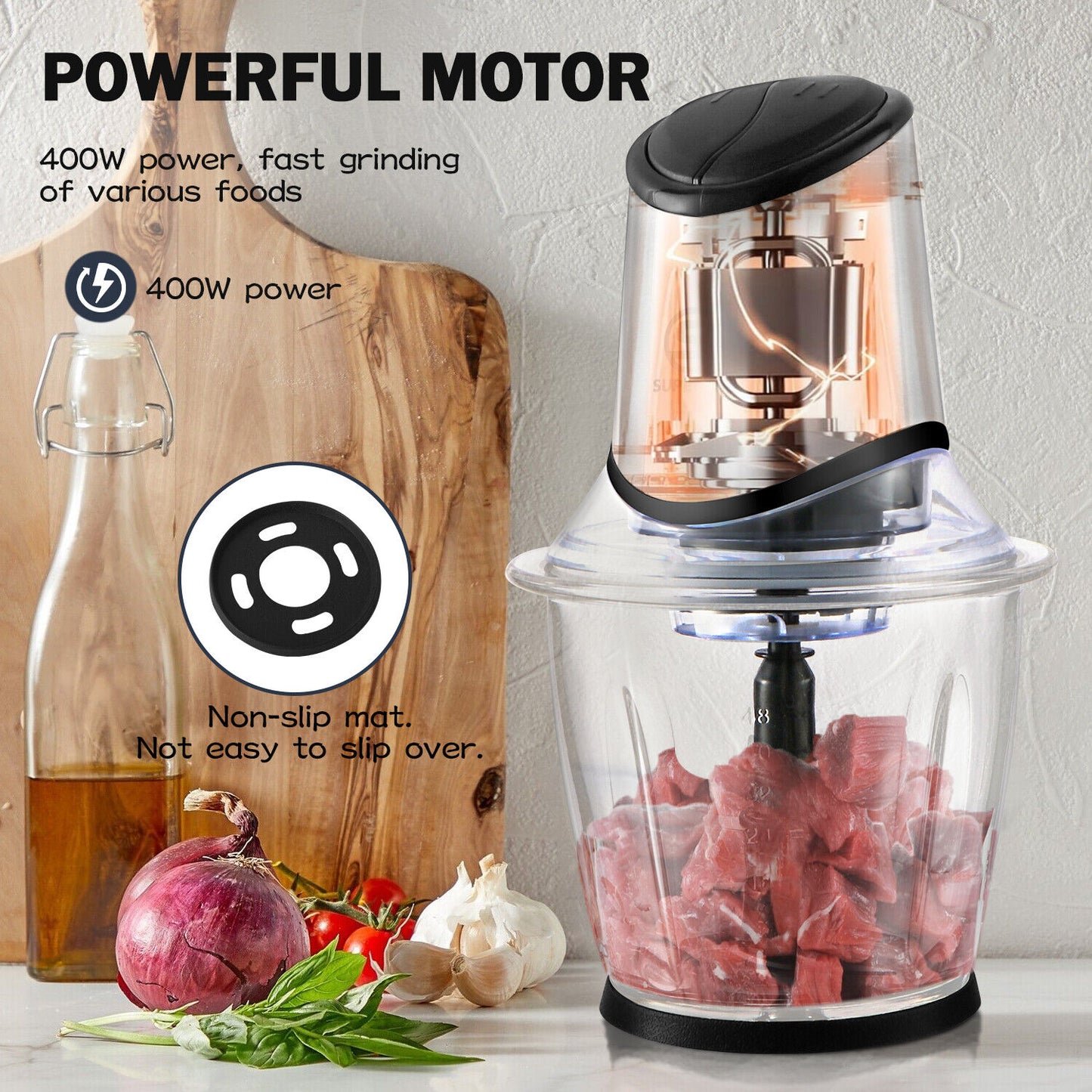 Mini Chopper Electric Blender& Food Processor Glass Mixer Garlic Spices Grinder