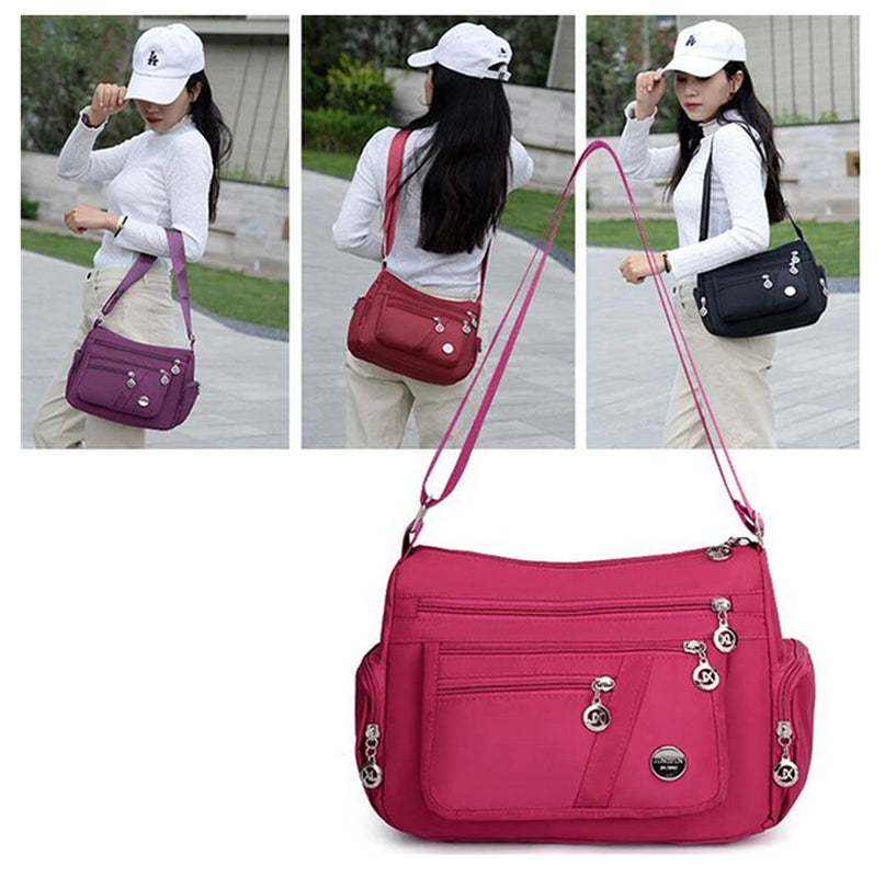 Women Ladies Multi Pocket Messenger Handbag Cross Body Bags Holiday Shoulder Bag