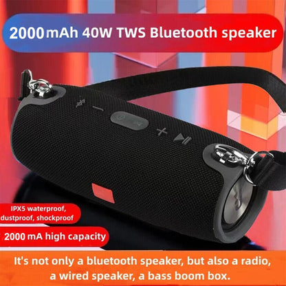 40W Portable Wireless Bluetooth Speaker Waterproof Stereo Bass Loud USB AUX FM