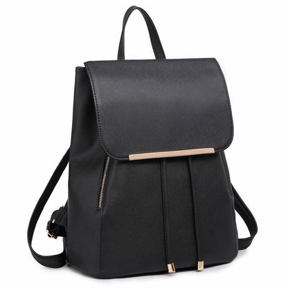 Ladies Girls Black Backpack Faux Leather Shoulder School Bag Travel Rusksack