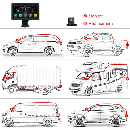 7" Wireless Apple Carplay Android Auto Portable Car Stereo Radio GPS Head Unit