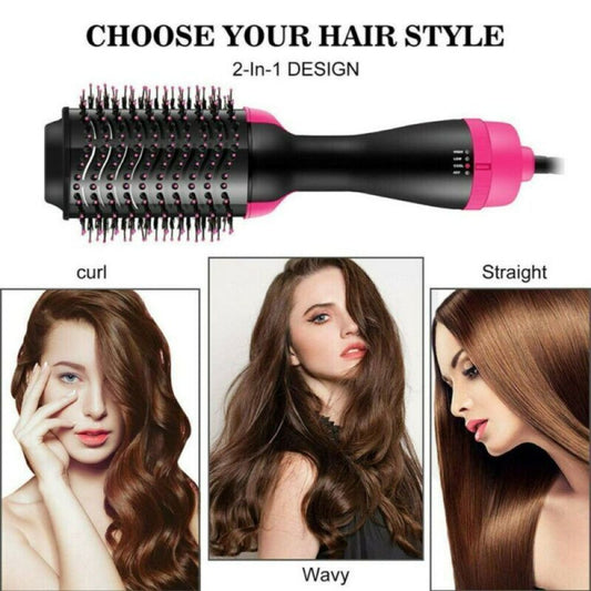 4In1 Hot Air Brush Electric Hair Dryer Straightener Curler Styler Comb Volumizer