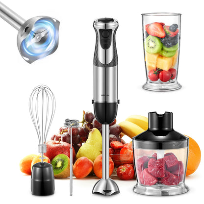 Hand Blender 1000W,  5-In-1 Electric Stick Blender, Copper Motor Stainless Steel Blade Stick Blender Mixer with Turbo Mode