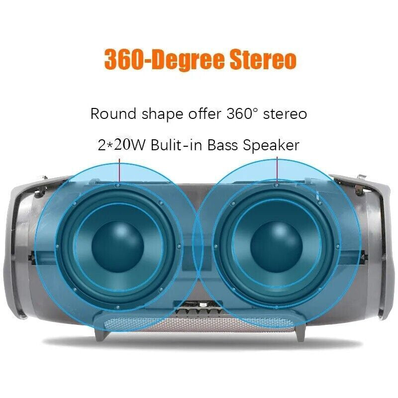 40W Portable Wireless Bluetooth Speaker Music Player Stereo Bass Loud AUX USB UK