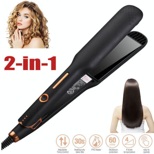 Hair Straightener Curler 2 In1 Salon Styling Nano Ceramic Flat Iron Hairstyling