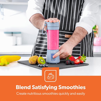 Portable Blender Smoothie Maker 330ML Rechargeable Fruit Mixer Mini Juicer Grey