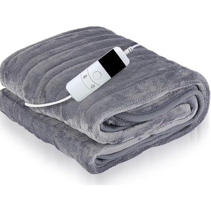 Electric Heated Throw Blanket Double Grey Home Fleece Comfort Control Warmer - Scott3