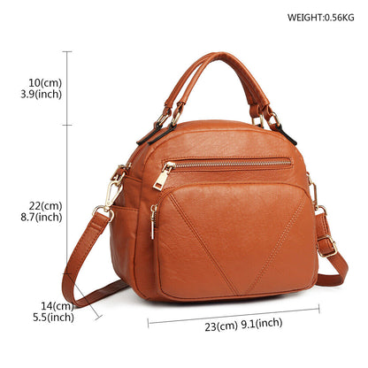 Ladies Bowler Shoulder Cross Body Bag Women Faux Leather Tote Handbag