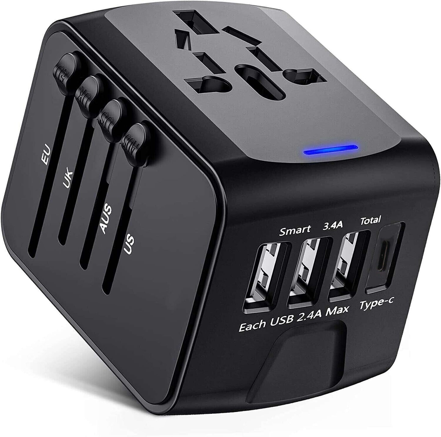 Universal Travel Adapter World Wide Use Multi Plug Charger UK EU AU US USB Ports