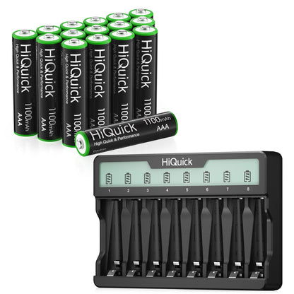 Hiquick AAA AA 1100Mah 2800Mah Rechargeable Battery / 8 Slots Charger Lot