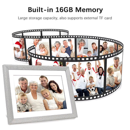 10.1-Inch Wifi Digital Photo Frame Cloud Digital Picture Frame TFT Screen Touch Control 16GB Storage Auto Rotation Share