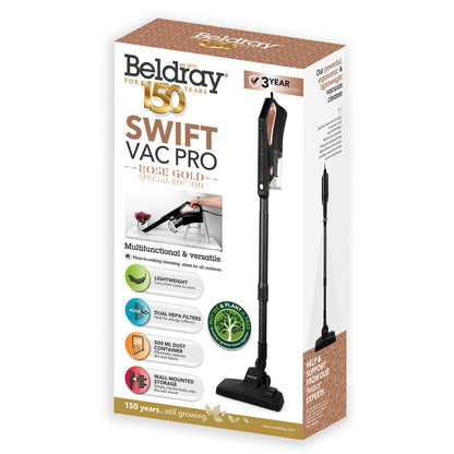 Beldray Stick Vacuum Cleaner Swift Vac Pro Lightweight Wall Mounted Rose Gold