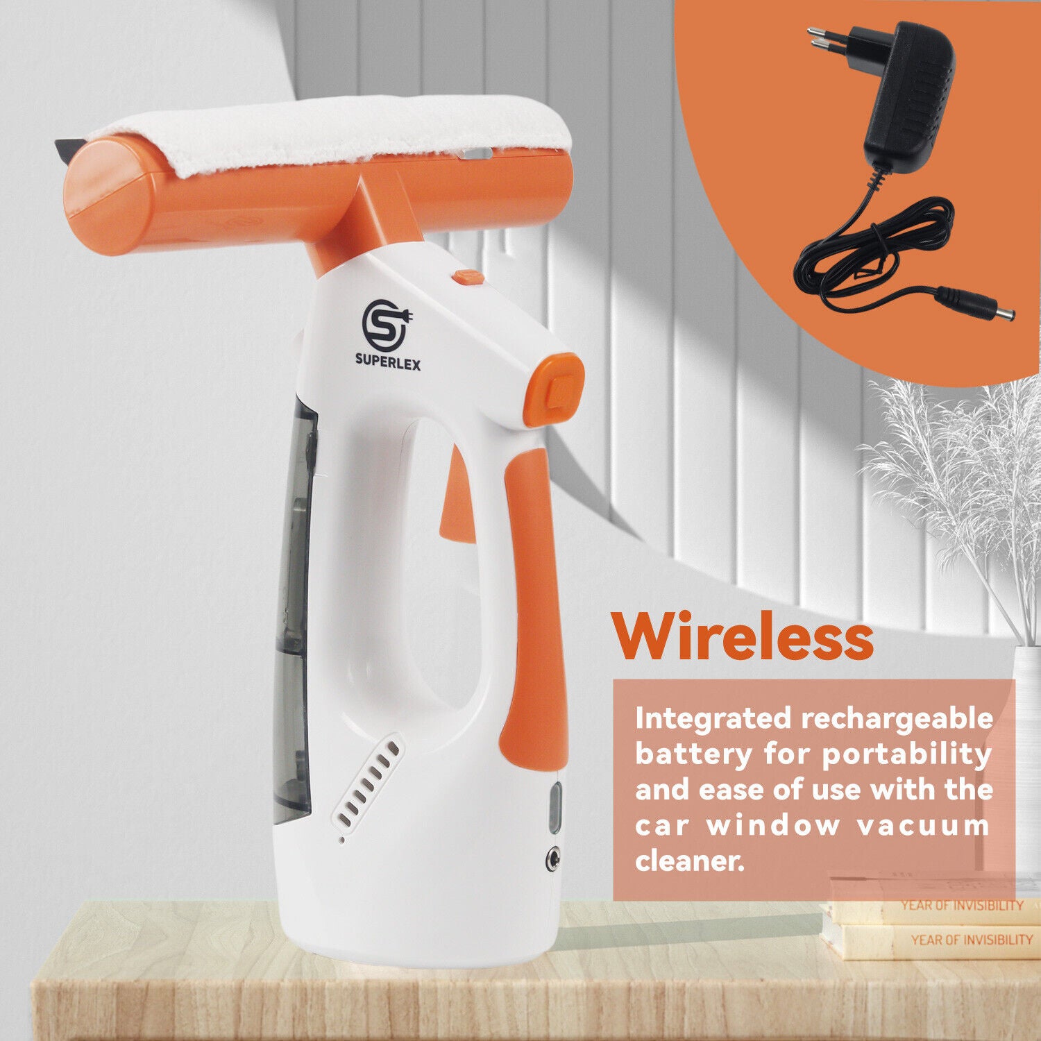 Cordless Window Vac Rechargeable Vacuum Cleaner Squeegee Cleaning Compact 130ML