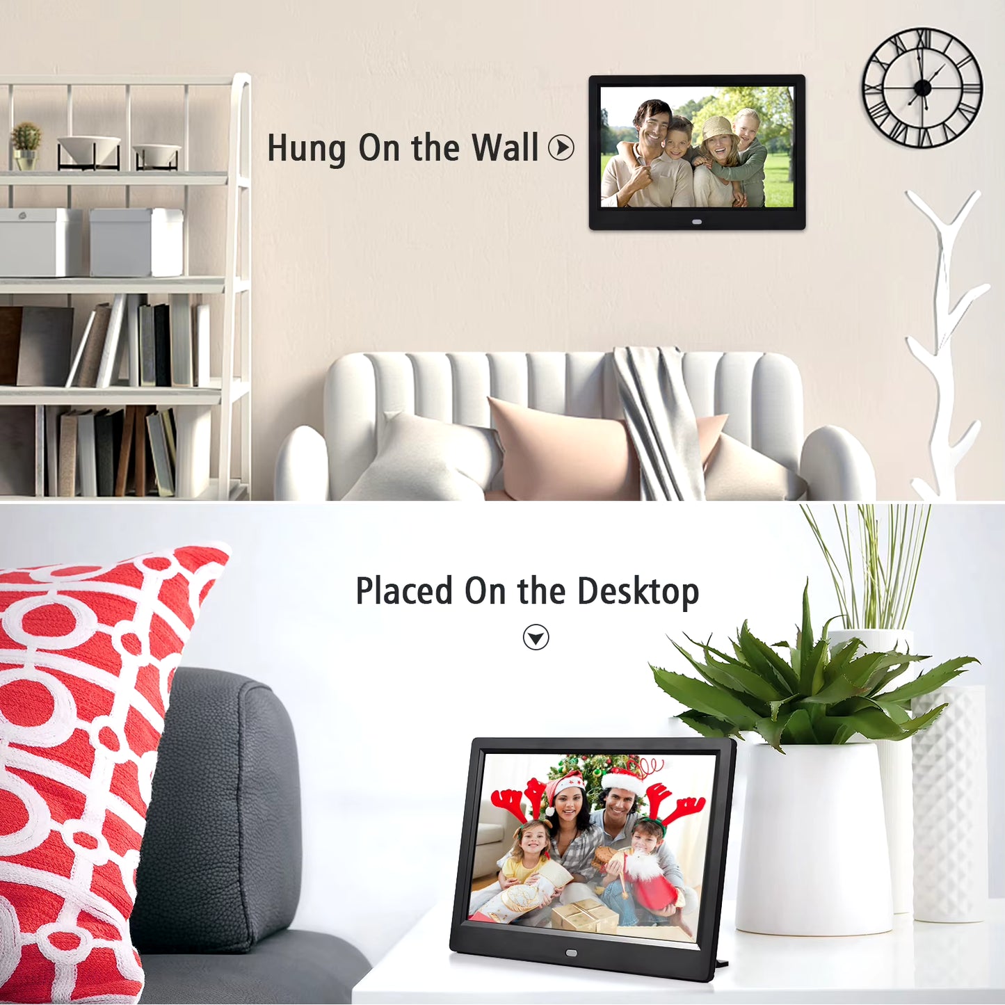 10.1 Inch Digital Photo Frame Desktop Electronic Album 1280*800 IPS Screen Supports Photo/ Video/ Music/ Clock/ Calendar