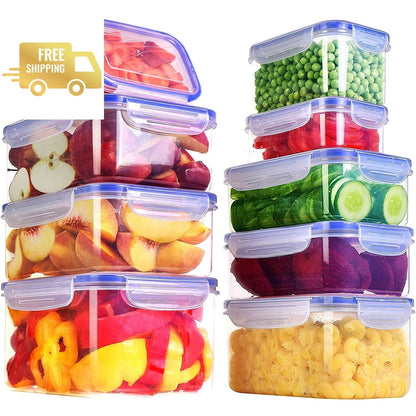 Plastic Airtight Food Storage Containers - 9 Containers & Lids Tupperware Set - Scott3