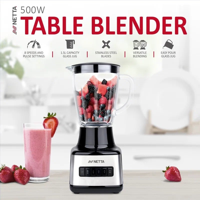 Table Blender with Glass Jug - 8 Speed Settings - Scott3