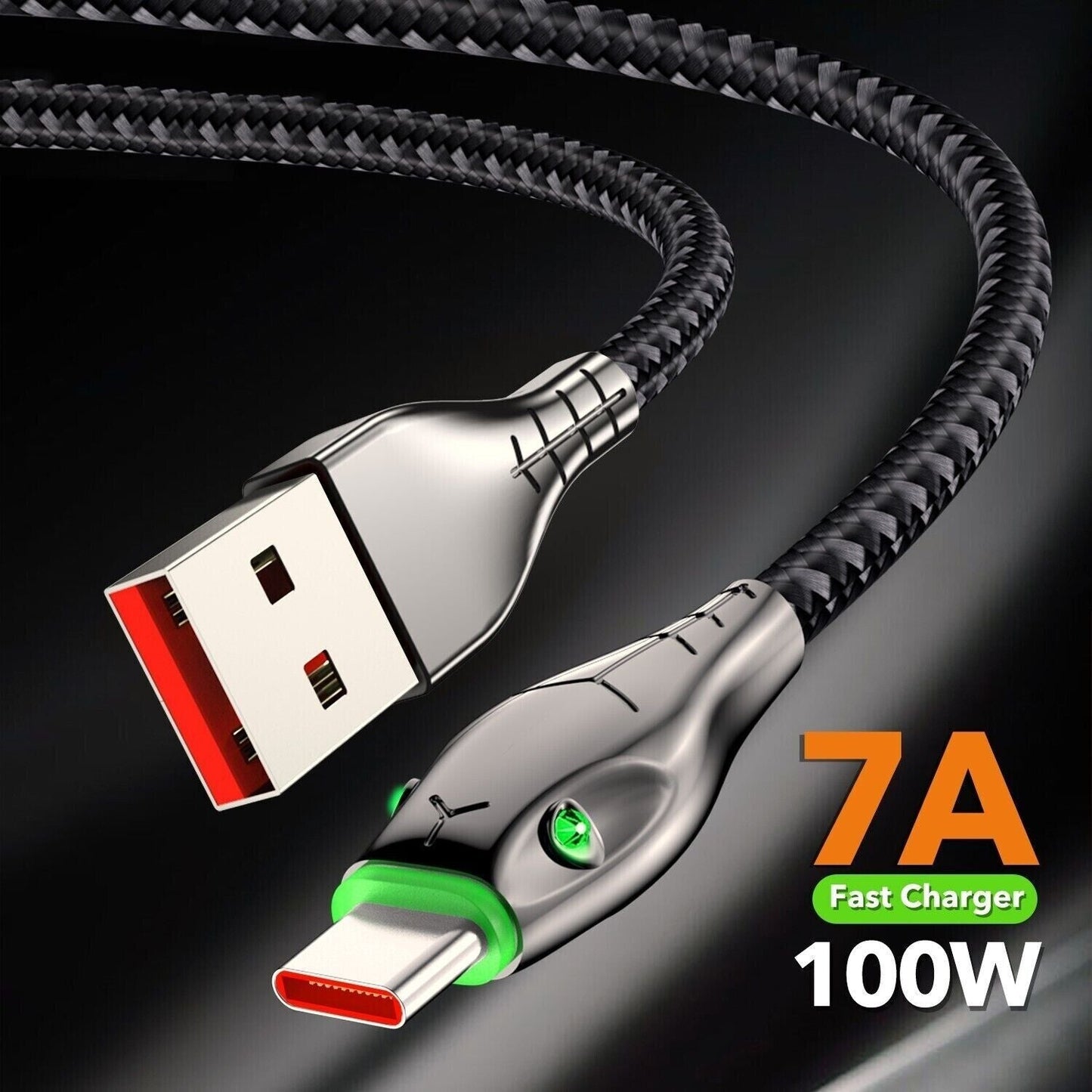 USB a to Type C Cable 7A 100W Fast Charger Braided Long Lead 0.25M 1M 2M 3M - Scott3