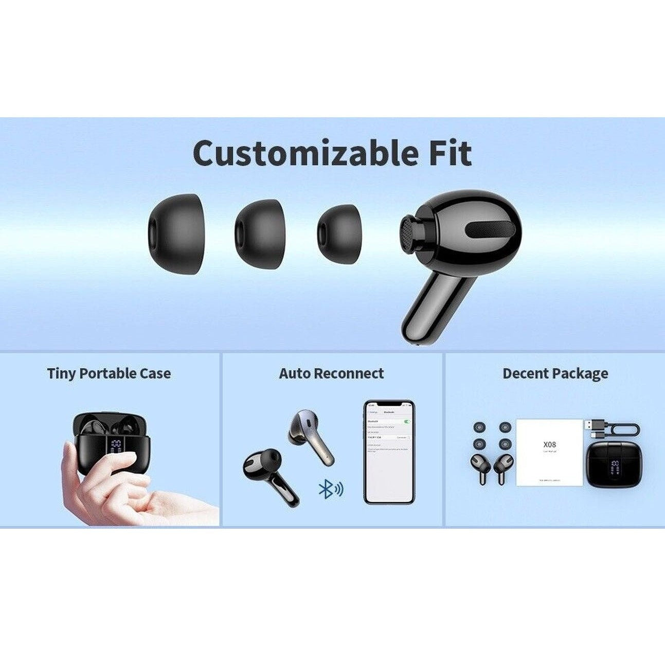 Wireless Earbuds Bluetooth 5.3 Headphones Waterproof Noise Cancelling - Scott3